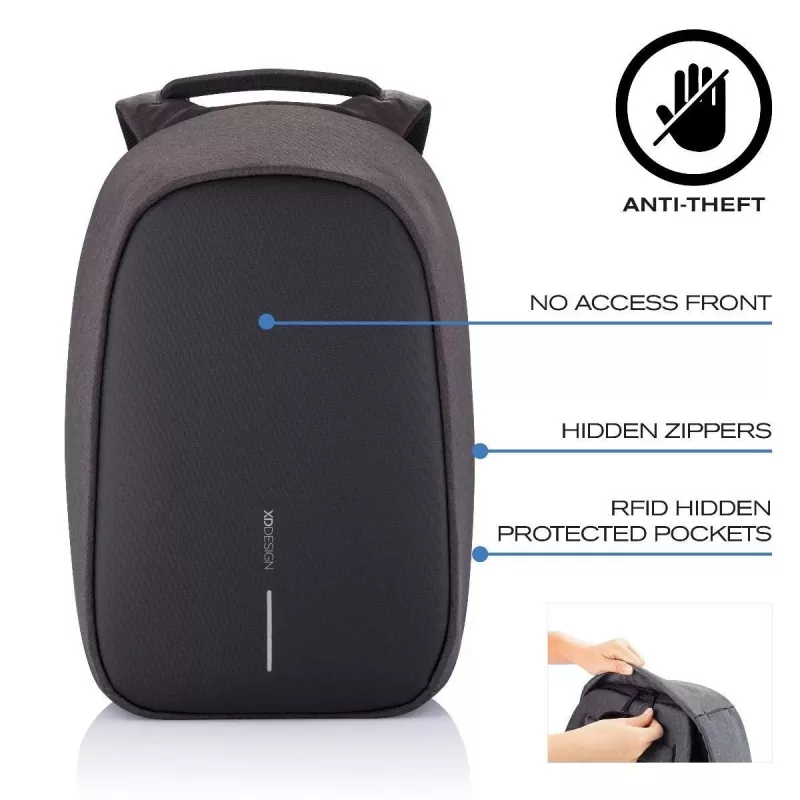 XD Design Bobby Hero XL P705.711 mochila antirroubo, portátil de 17 polegadas, tablet de 12,9 polegadas, porta de carregamento USB, 20 l, preta