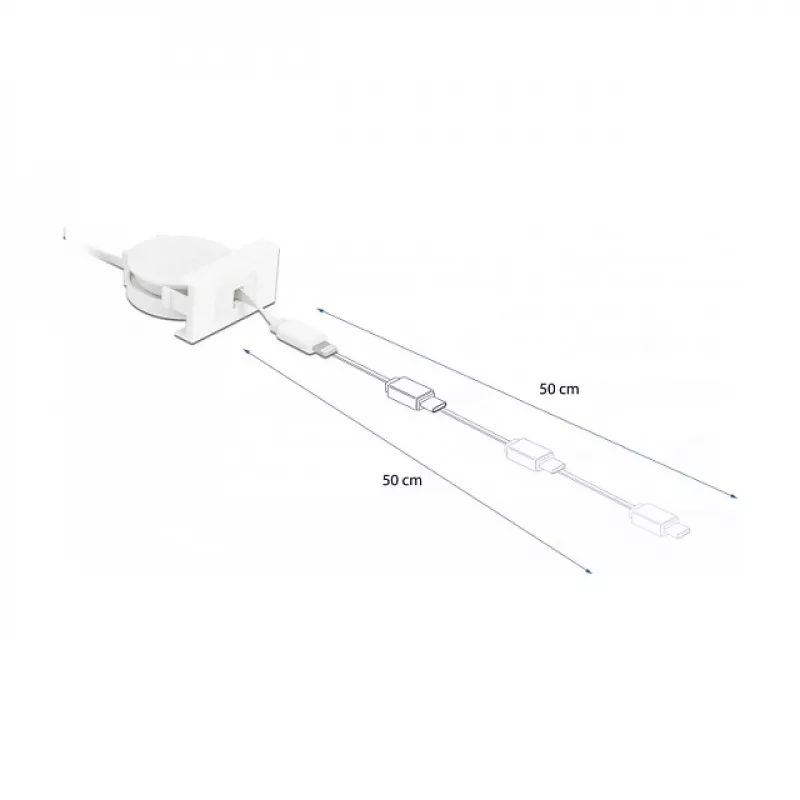 Cabo DeLOCK Easy 45 módulo USB 2.0 cabo retrátil USB Type-A para 8 Pin Lightning fêmea branco