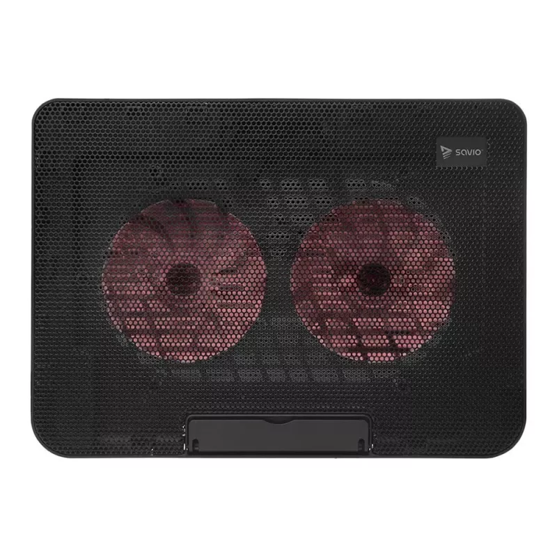 Base de arrefecimento para portátil SAVIO COS-02, 2 ventoinhas de 14 cm, alimentação USB, até 17,3 polegadas, preta