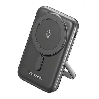 Powerbank Vention 10000mAh magnético sem fios 20W, 1×USB-C, carregamento sem fios, preto
