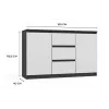 Cómoda 2 portas 3 gavetas top e shop M-MP-K-MAL-2D3S-ANTBIA — estrutura antracite, portas brancas, 1200×750×400 mm