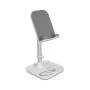 Suporte telescópico DeLOCK para smartphone e tablet com prateleira, prateado/branco