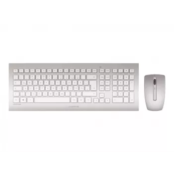 Teclado e rato CHERRY DW 8000 incluídos Office RF sem fios QWERTZ alemão prateado, branco