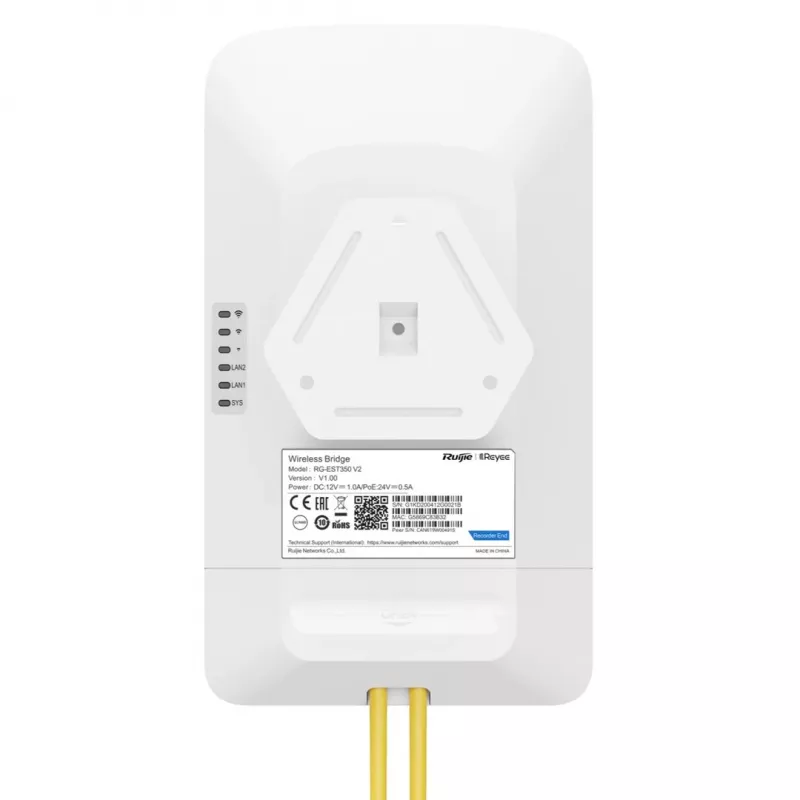 Ruijie Reyee RG-EST350 V2 ponte sem fios 5 GHz 802.11ac de fluxo duplo, 867 Mbps, 5 km, 15 dB, PoE, branco