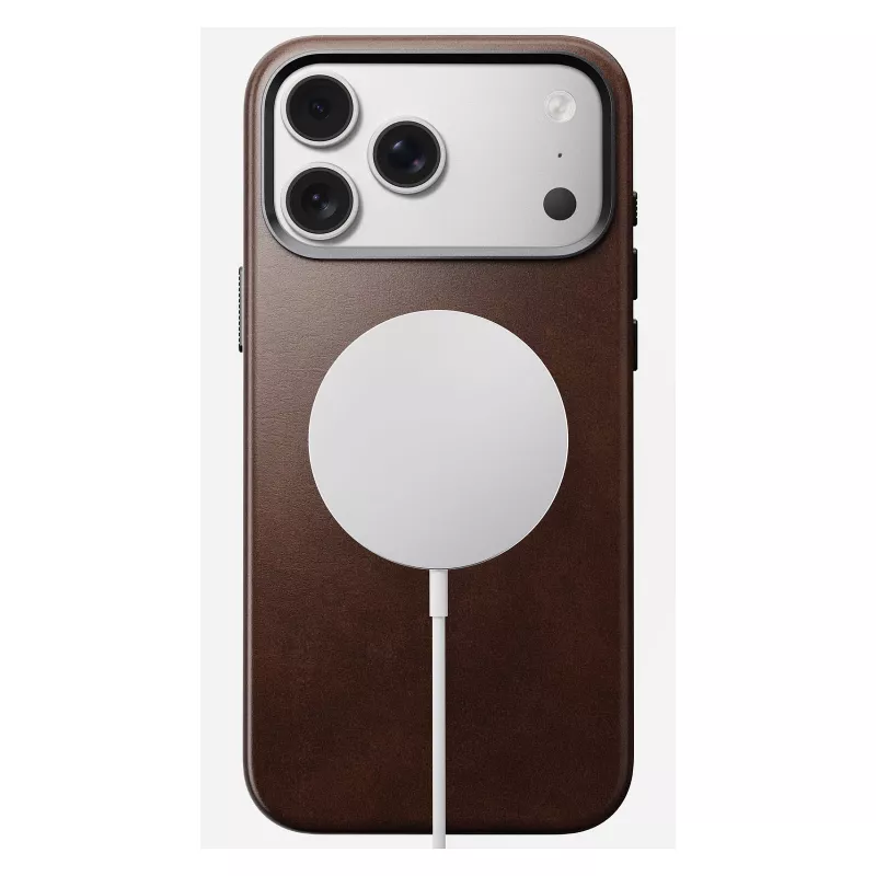 Capa para telemóvel Nomad Traditional Leather Case para iPhone 17 Pro Max, couro/alumínio/microfibra, compatível com 6,9 polegadas (castanho)