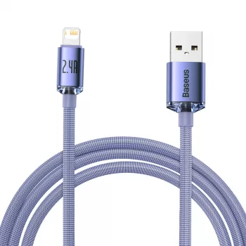 Cabo Baseus Crystal Shine USB para Lightning, 2,4A, 2m (roxo)