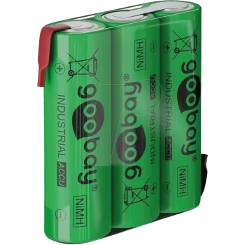 Goobay 3x AA (Mignon) - 2100 mAh, verde - aba de soldar (Z), bateria de níquel-metal-hidreto (NiMH), 3,6 V (55652)