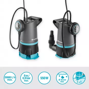 Bomba submersível GARDENA 09018-47 — motor de 550 W para remoção e desvio de água