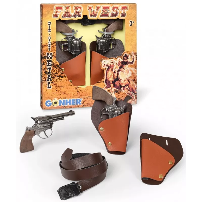 Gonher 147/0 conjunto de revólveres de cowboy de metal com coldre