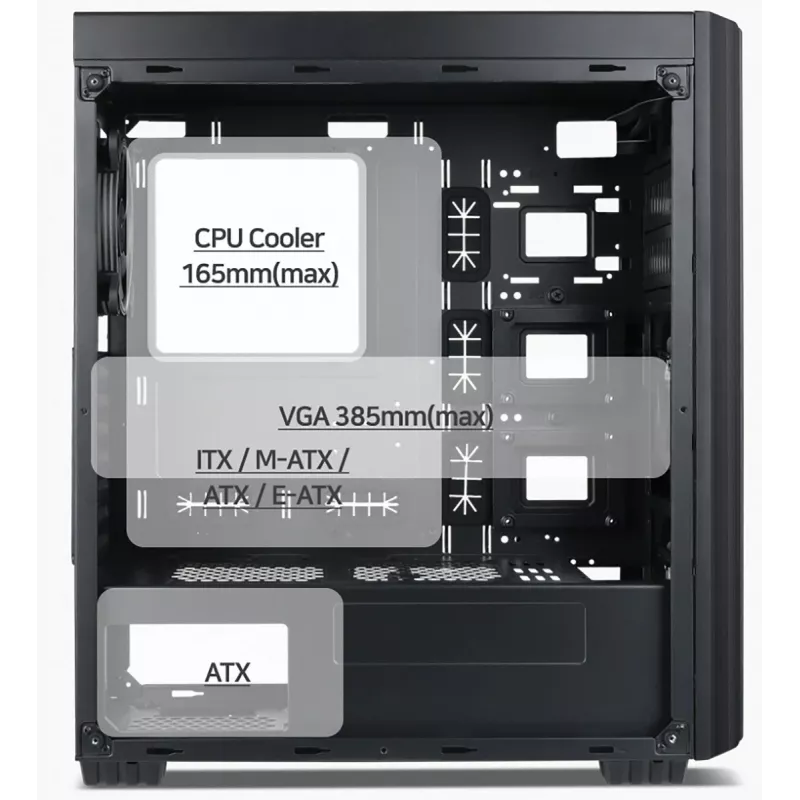Caixa de computador Gembird Fornax K500 ATX, Midi-Tower, Preta
