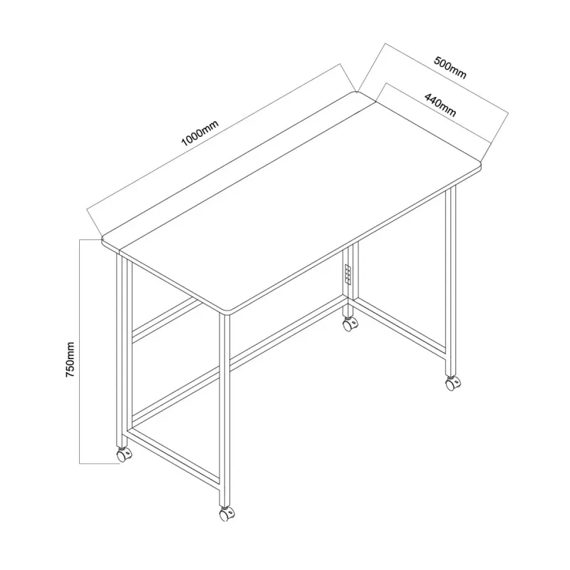 Mesa dobrável Maclean, preta, móvel, 100 x 50 cm, máx. 50 kg MC-1250 B