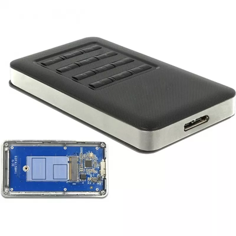 Caixa para SSD DELOCK 42594 preto prateado M.2