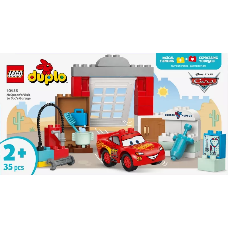 Brinquedo de construção LEGO DUPLO 10456 Visita do McQueen Disney à Oficina do Doc — 35 peças, para crianças a partir dos 2 anos, blocos grandes