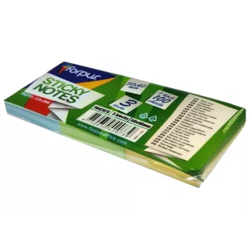 Notas adesivas FORPUS FO42073, 40×50 mm, 3 cores pastel, bloco