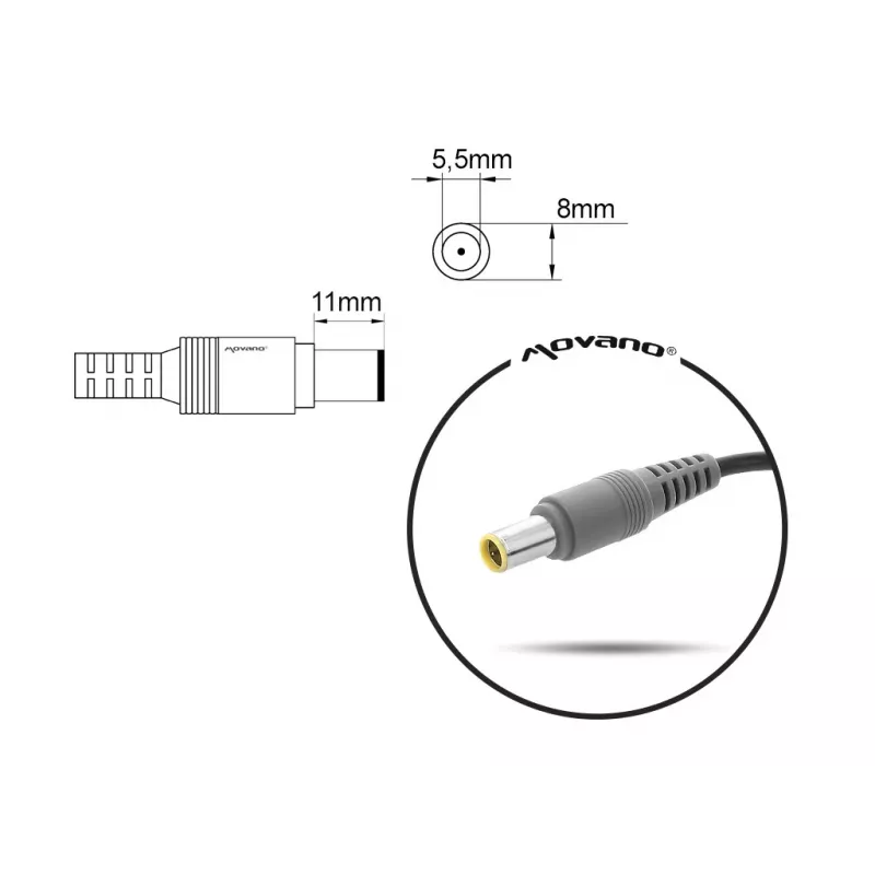 Carregador para portátil MITSU 20V 4,5A (ficha oca 8,0x5,5 mm) para Lenovo
