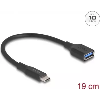 Adaptador USB DeLOCK USB Type-C macho para Type-A fêmea 10 Gbit/s 19 cm 60 W
