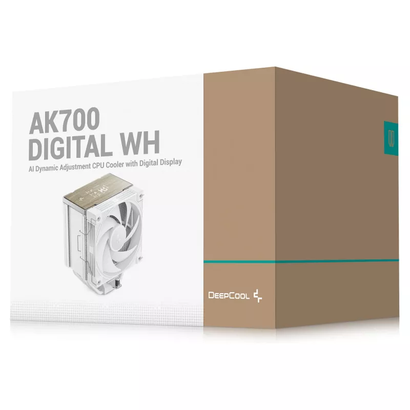 Cooler de ar DeepCool AK700 Digital WH, ventoinha de 120 mm, compatível com AM5/AM4/LGA 1700/1200/1155/1151/1150, branco