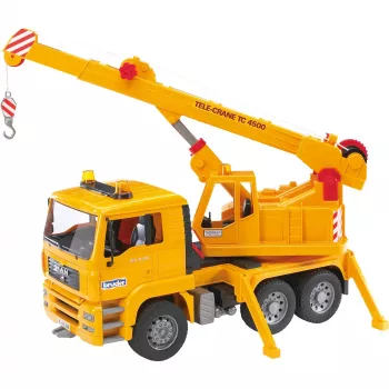 Camião grua BRUDER MAN BR-02754, construção em ABS, amarelo, para crianças a partir dos 4 anos (sem módulo de luz e som)