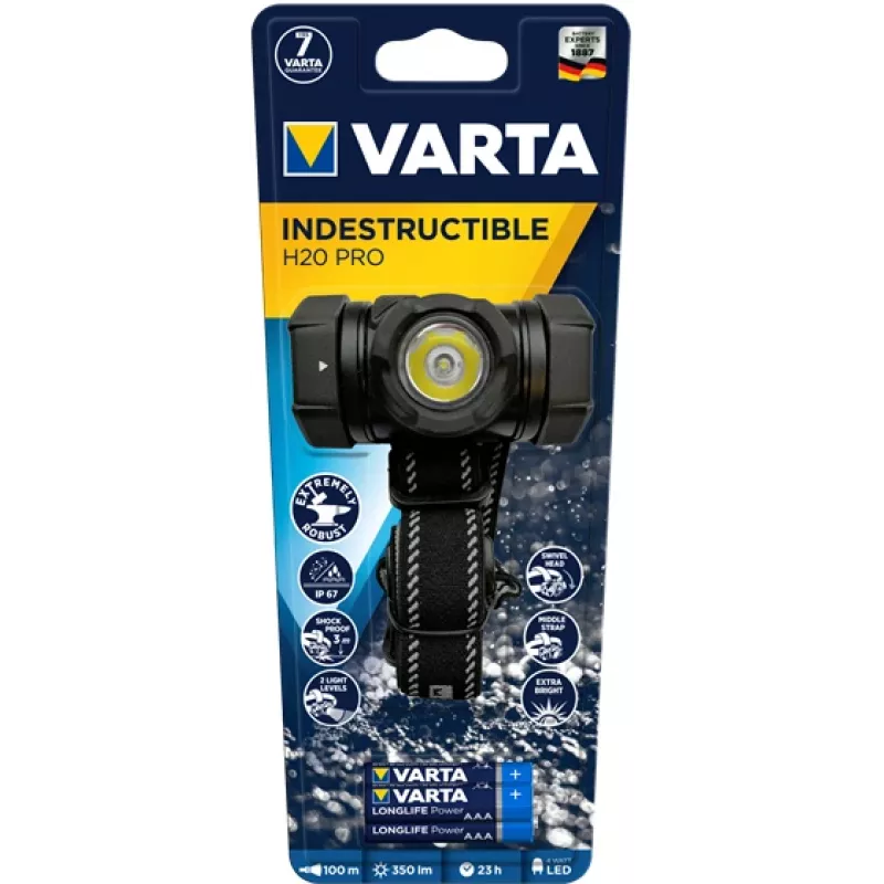 Lanterna de cabeça Varta INDESTRUCTIBLE H20 PRO preto LED 350 lm