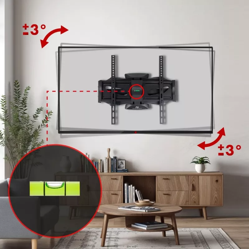 Suporte de TV de parede MACLEAN MC-781 para ecrãs de 66–177,8 cm (26–70 polegadas), inclinável -12–2°, VESA 100x100–400x400, carga máx. 45 kg, preto