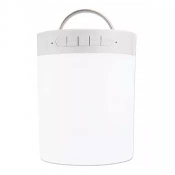 Altifalante Bluetooth Manhattan Sound Science, 5 horas de reprodução, alcance 10 m, leitor de cartões microSD (32 GB), ligação Aux 3,5 mm, saída 3 W, cabo de carregamento USB-A incluído, bateria 1200 mAh, Bluetooth v5, gancho integrado, branco, 3 anos de garantia