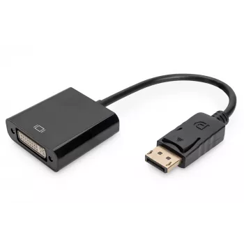 Cabo adaptador DisplayPort Assmann, DP - DVI (24+5) M/F, 0,15 m com bloqueio, compatível com DP 1.1, UL, azul, sem blindagem, 32AWG (AK-340409-001-S)