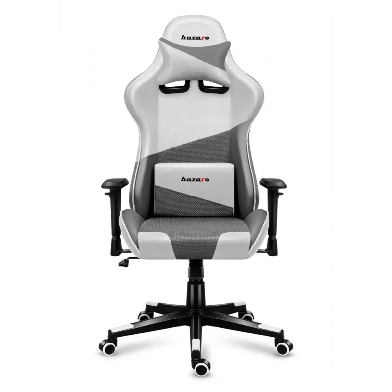 Cadeira gaming Huzaro Force 6.2 tipo balde (assento concha) cinzenta, branca