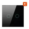 Interruptor de luz inteligente Avatto ZTS02-EU-B2 ZigBee 2 vias preto, montagem na parede, modelo EU