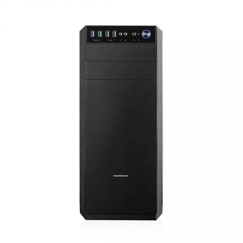 Caixa de PC MODECOM Oberon Pro Midi Tower — preto, suporta ATX/microATX/ITX, 7 slots de expansão, GPU até 395 mm, 5 baías HDD/3 SSD