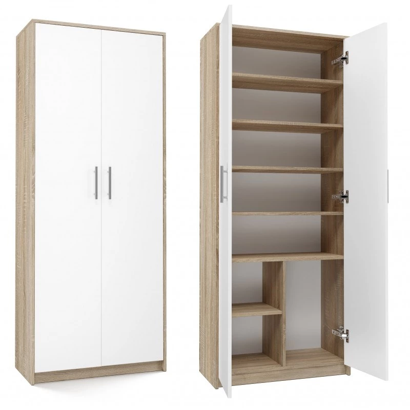 Arquivo OLIV 2D 74x35x180 cm, carvalho Sonoma/branco