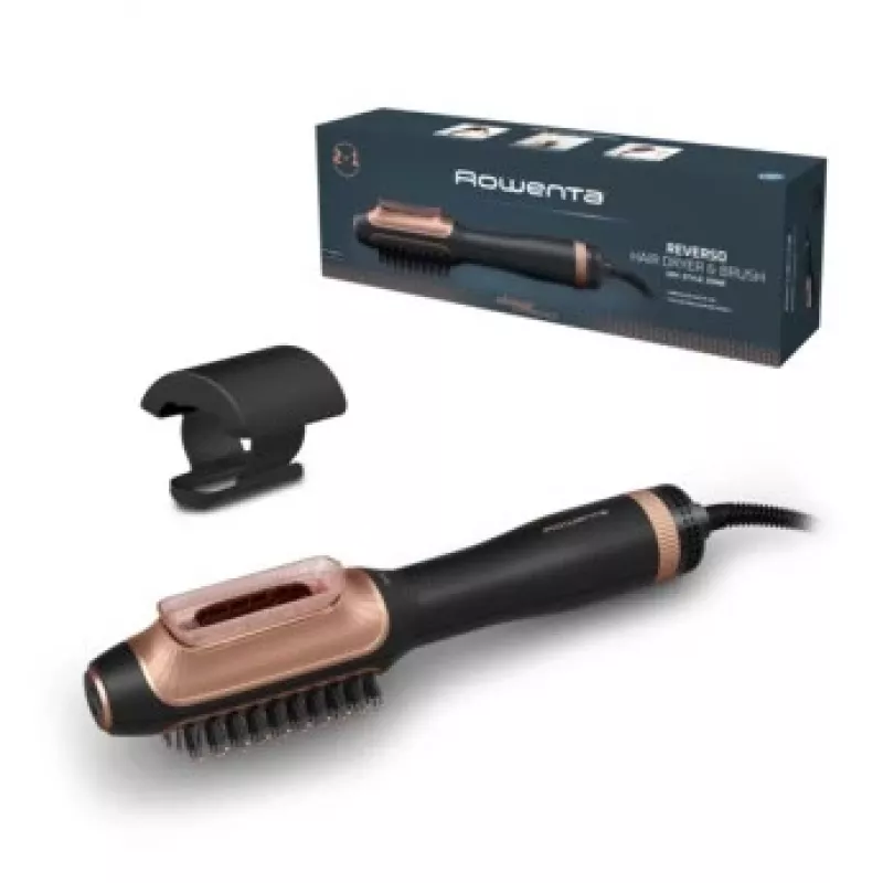 Escova de ar quente ROWENTA CF9840F0 — tecnologia Warm, 220–240 V, preto/cobre, função iões
