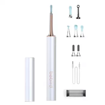 Limpador de ouvidos Bebird T15 Smart Visual branco — otoscópio visual para limpeza dos ouvidos
