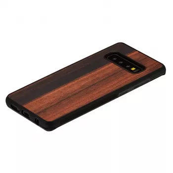 Capa para smartphone Man and Wood para Samsung Galaxy S10 — ébano preto, parte traseira protetora em madeira e para-choques
