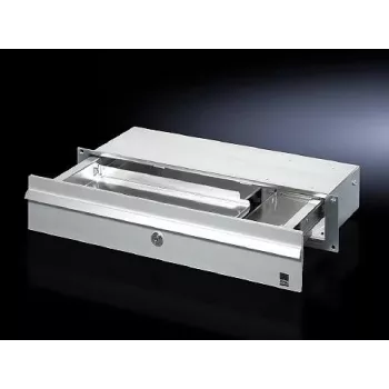 Unidade de gavetas Rittal CP 6002.000 — caixa de alumínio/aço, 390×139×32 mm, cinzento