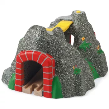Túnel mágico World, comboio cinzento/vermelho