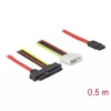 Delock - Cabo SATA/SAS - SAS 12Gbit/s - Alimentação interna, 4 pinos, SAS interno, 29 pinos (SFF-8482) para SATA (M) - 50 cm
