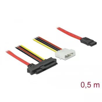 Delock - Cabo SATA/SAS - SAS 12Gbit/s - Alimentação interna, 4 pinos, SAS interno, 29 pinos (SFF-8482) para SATA (M) - 50 cm