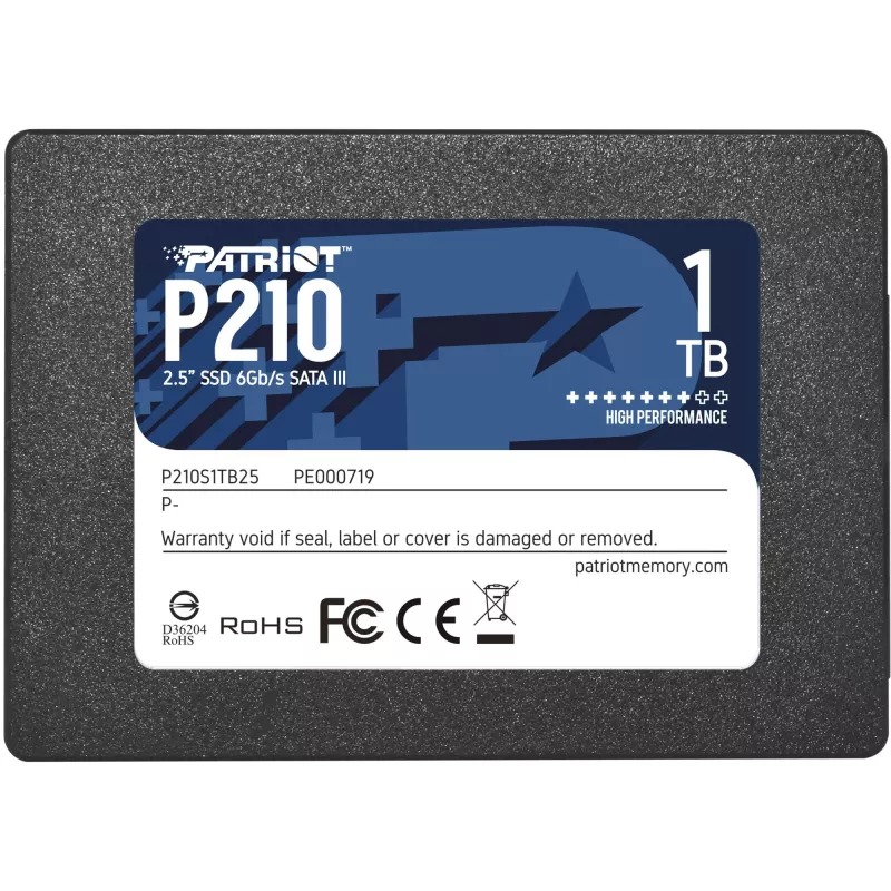 SSD SATA III de 2,5 polegadas PATRIOT P210 1 TB – 500 MB/s de leitura, 400 MB/s de escrita, 7 mm de altura