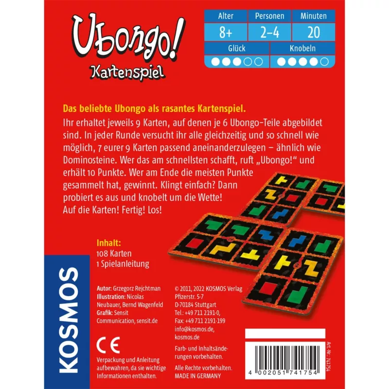 Kosmos Ubongo 20 min jogo de cartas