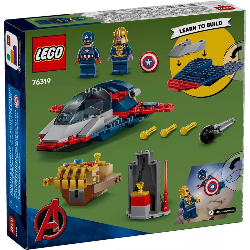 Conjunto de construção LEGO Marvel Super Heroes Capitão América Thanos 76319 — 107 peças, 2 minifiguras, idade 4+