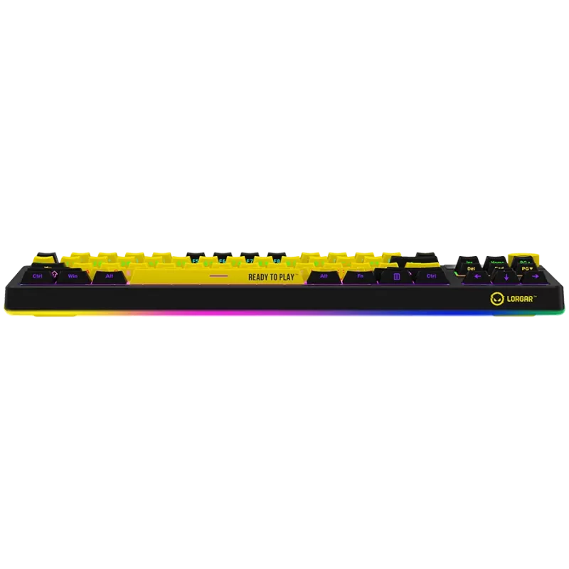 LORGAR KBP70TKLW, teclado gaming mecânico TKL sem fios Pro, preto/amarelo, layout EN