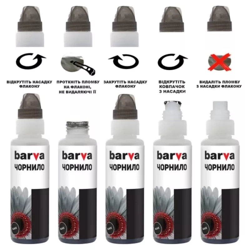 Garrafa de recarga de tinta compatível Barva Epson 101 BK (C13T03V14A) (E101-558-1K), preto