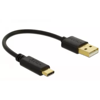 Cabo de carregamento USB DeLOCK Type-A para USB Type-C 15 cm preto
