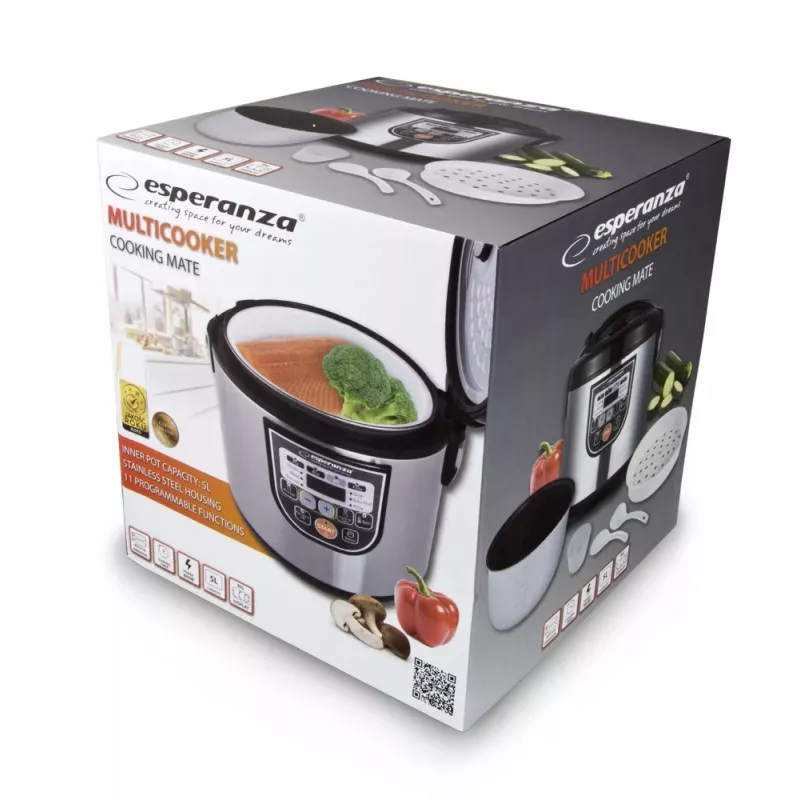Panela elétrica ESPERANZA EKG011, capacidade 5 L, 860 W, preto/aço inoxidável