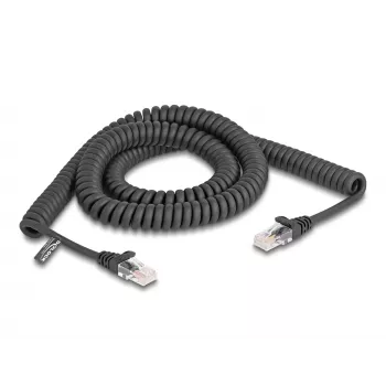 Cabo espiral DeLOCK RJ45 macho para macho Cat.5e 3 m preto