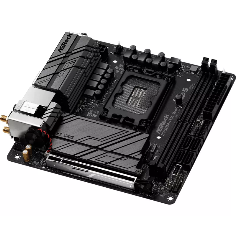 Placa-mãe ASRock Z790M-ITX WiFi — Intel Z790, LGA 1700, mini ITX, DDR5, 2x DIMM, 64GB, 2.5Gb LAN, Wi-Fi 6E