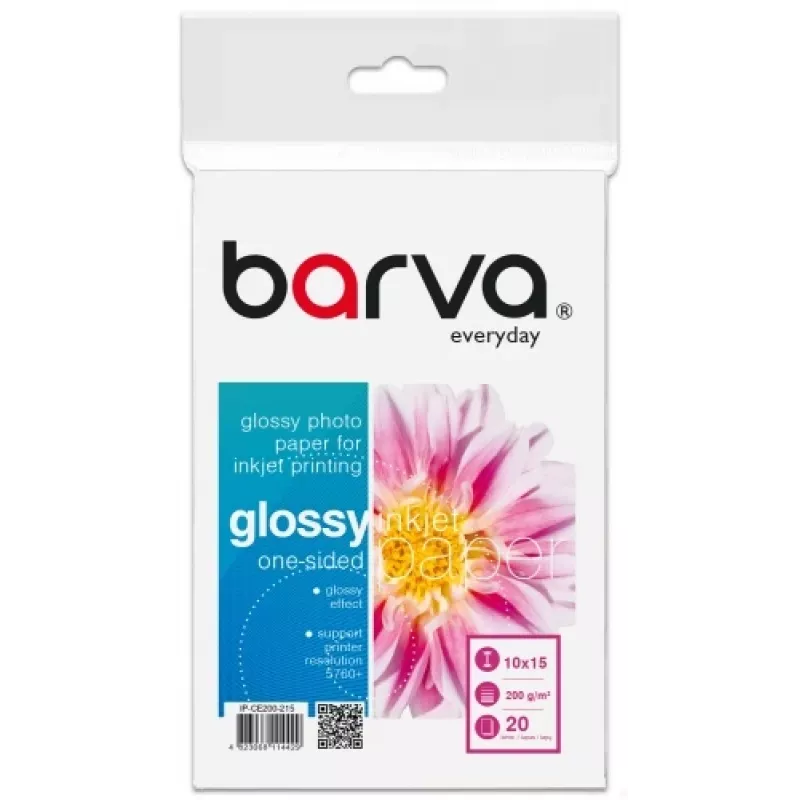 Papel Fotográfico Barva (IP-CE200-215) Everyday Glossy 200 g/m², 10x15 cm, 20 Folhas