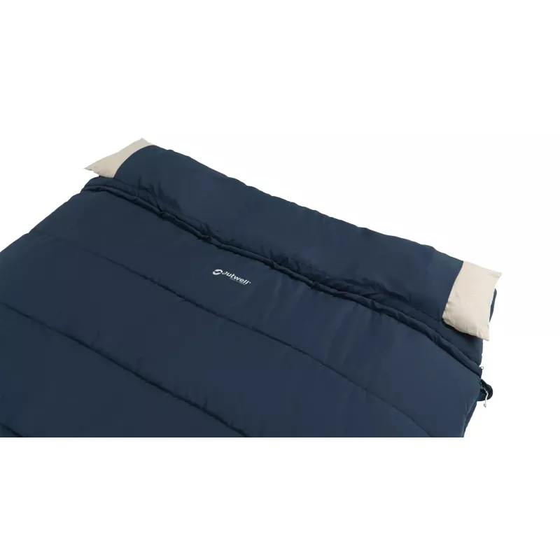 Saco de dormir Outwell Contour Lux Double retangular poliéster, 1450×2200 mm, altura máx. do utilizador 190 cm, azul