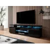 Móvel de TV cama meble EVA 180x40x56 cm, preto brilhante, tampo em MDF, estrutura preta