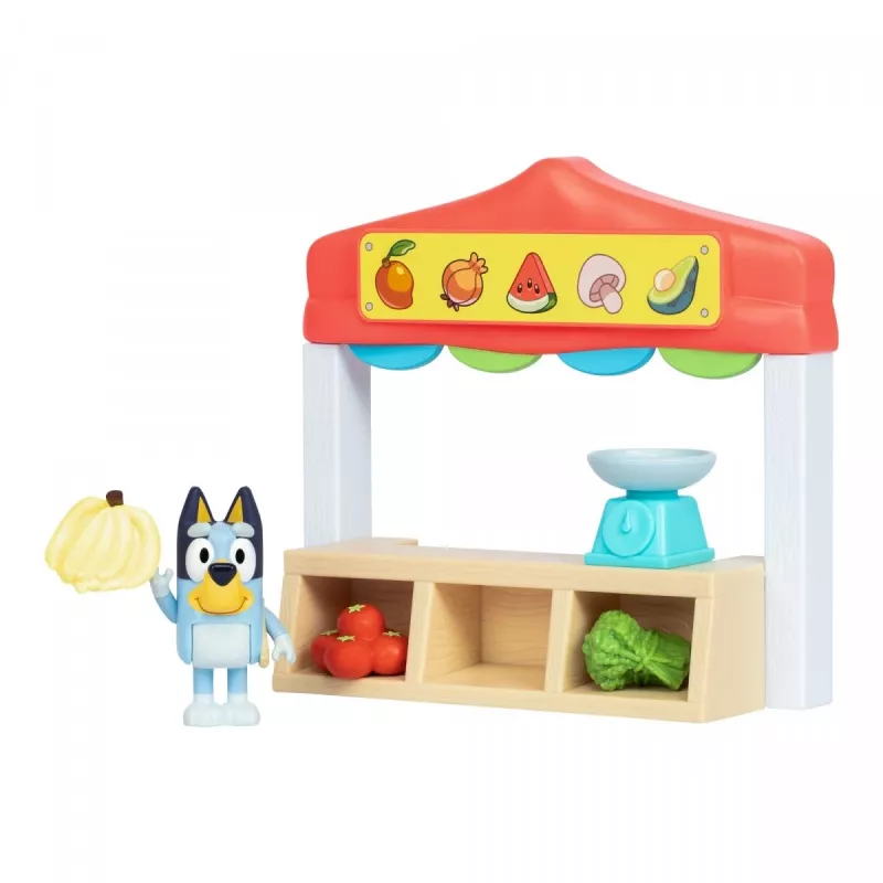 Conjunto de figuras de brincar TMTOYS Mini Bluey Lebensmittelladen BLU17555 – conjunto de mini figuras para diversão